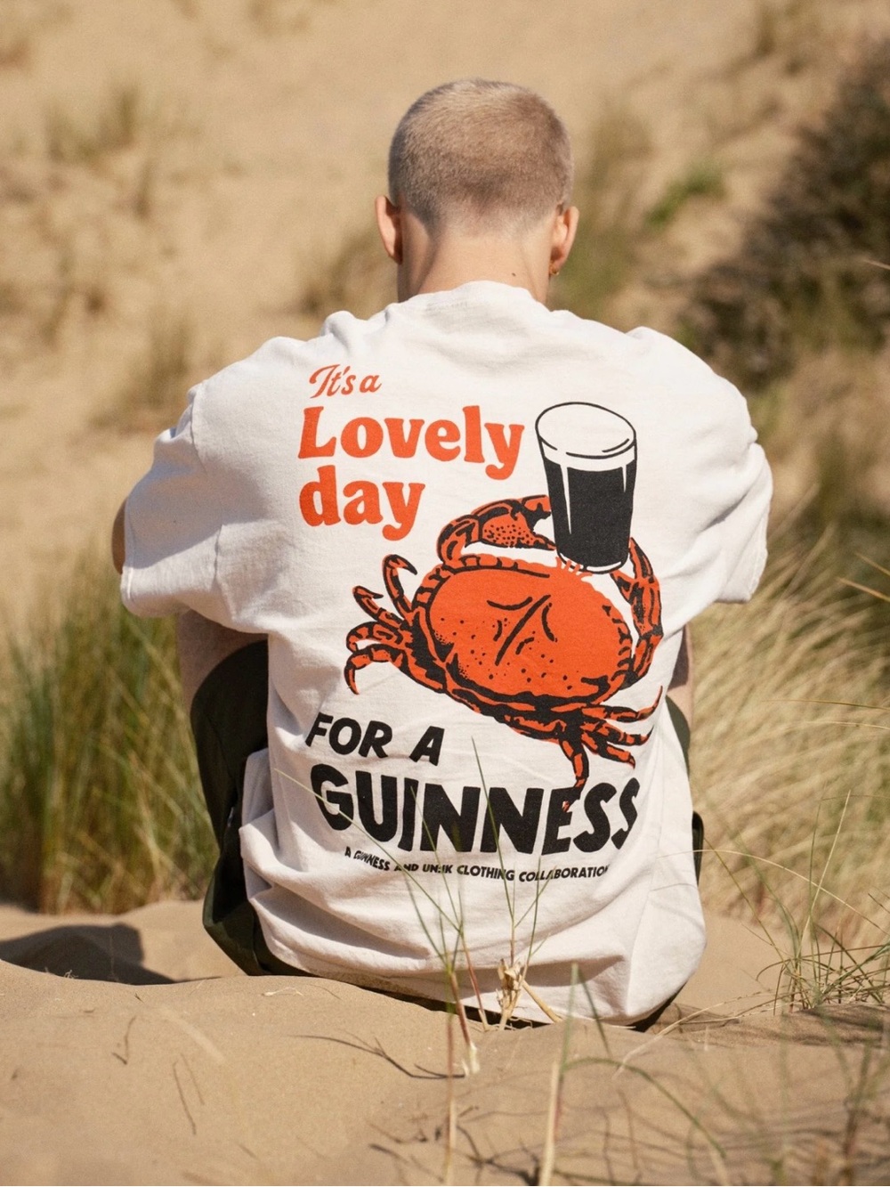 NWT Guinness x Un:ik Clothing Retro Crab Graphic Tee Shirt Cream Oversized 3XL
